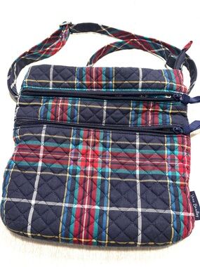 Vera Bradley Triple Zip Hipster Crossbody Bag in Tartan Plaid and Navy Wallet
